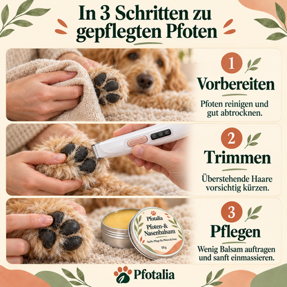 Pfotalia Pfotenpflege-Set – Pfotentrimmer + 2 Pfotenbalsame